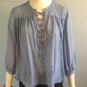 Blue String Tie Blouse